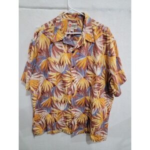 The Hawaiian Original 2XL Shirt Mens 100% Cotton Made In Hawaii Palm Leaf Brown